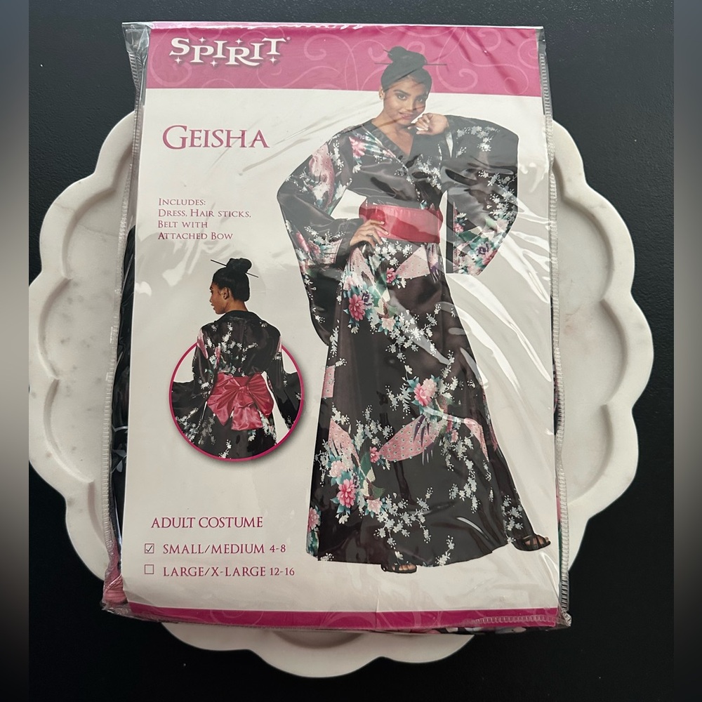 Spirit Geisha Costume with Dress, Hair Sticks & Belt with Attached Bow